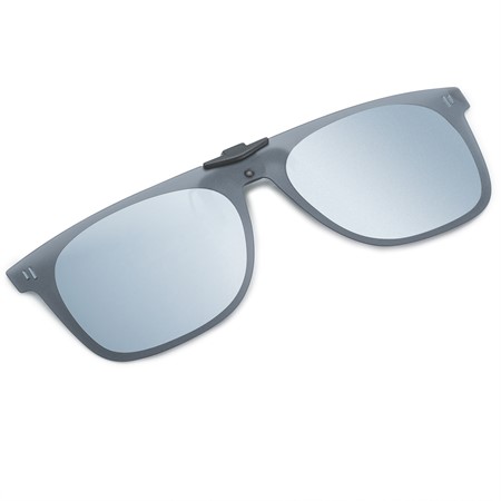 Clip-on w Flip-up, Black, grey silver mirror polarised (85-90%) 54-18