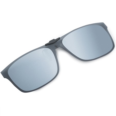 Clip-on w Flip-up, Black, grey/silver mirror polarised (85-90%) 59-15
