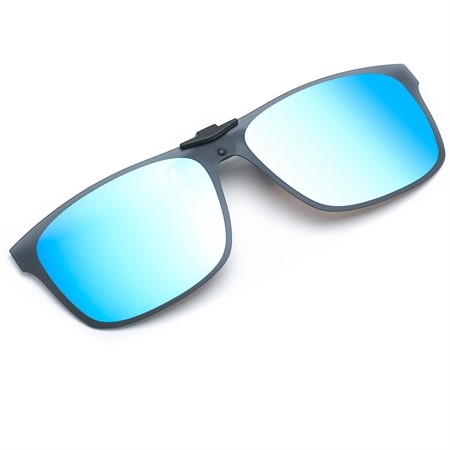 Clip-on w Flip-up, Black, grey/blue mirror polarised (85-90%) 59-15